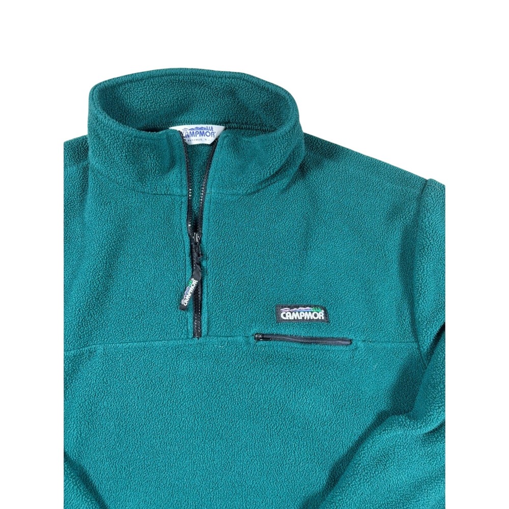 VTG Campmor Mens XL Fleece Pullover Quarter Zip Teal Green Outdoor Jacket Pocket